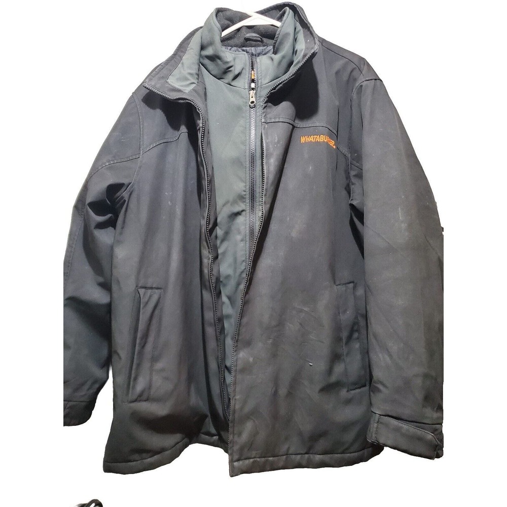 Whataburger Large Restaurant Fleece Lined Black double Mens Coat No Hoodie